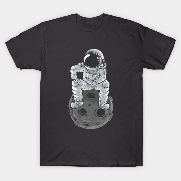 Astronaut on the Moon - Astronaut Suit - Spaceman T-Shirt by edwardechoblue